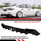 For 22-26 Honda Civic Sedan Yofer V2 Gloss Black Rear Bumper Diffuser White Led