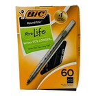 60 Pens Bic Pens Round Stic Xtra-life Medium Point Ballpoint Pen Black Ink