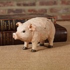 New Primitive Pig Farmstead Animal Figurine Vintage Style Resin Carved 6  X 3 5 