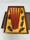 Vtg Wooden Chopsticks   Duck Chopstick Rest Holders In Box Set Of 5
