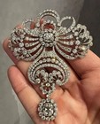 5ct Round Lab Created Diamond Art Deco Flower Brooch Pin 14k White Gold Plated