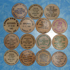 Lot Of 15 Vintage Ohio Wooden Nickels Tokens Wood Coin Collection Oh