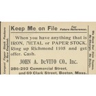 John A  Devito Co  Inc Iron  Metal Or Paper Boston Ma Postal Card Flag Cancel