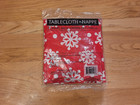 New  Red White Snowflakes Christmas Flannel Backed Tablecloth 52 X 52 In Square