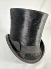 Antique Eli Keen   Sons Black Silk Plush Top Hat C1880 Beaver Fur Victorian