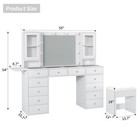 Vanity With Mirror And 10 Led Lights  Vanity Desk With Power Outlet  12 Drawers