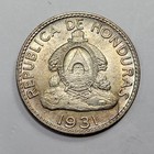 1931 Honduras Silver 25 Centavos Lempira Choice Au unc Nice High Grade  v149