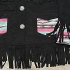Sterling Kreek Western Womens Suede Indian Print Black Fringe Jacket   2xl Nwot