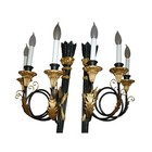 Vintage Florentin Pair Of Gilt Louis Xvi Directoire Style Ebonized Wall Sconces