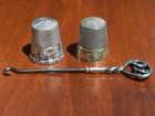 Sterling 2 Thimbles   Button Hook  Simons Bros  Ketcham   Mcdougall  Spalding
