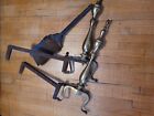 Vintage Set Brass 20  Urn Spool Fireplace Andirons With Cast Iron 16  Log Legs