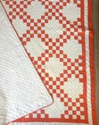 Antique Irish Chain Quilt In Orange Rare