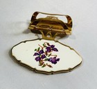 Vintage Stratton Lipstick Holder Violets Scalloped Edge Made In England 934048