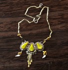Vintage Native American Gemstone Silver Tone Wire Dangle Handcrafted Necklace