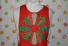 Vintage Festive Christmas Farmhouse Red Long Bibbed Apron Euc