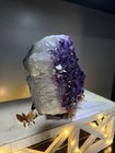 Purple Amethyst Crystal Cluster Specimen On Display Stand  Weight 8lbs 8 Oz Appr