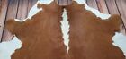Large Cowhide Rug Brown White Hereford Brazilian Hair On Hide 7ft X 6 6ft