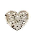 Fashion Pin brooch- Heart - Signed Roman- Silver Color- Sparkly Stones