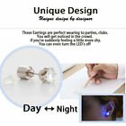 Pair Stud Earrings Replaceable Battery Led Light-up Screw Back Glow In The Dark 