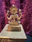 Vtg Brass Indian Hindu Goddess Lakshmi Statue Figurine India 4 5  Tall Heavy