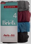 Jack   Jill Women s Briefs Black  Burgundy  Grey  Blue 4 Pack 100  Cotton