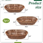 3 Pack Wicker Baskets  Woven Bread Baskets Sets Oval Food Serving Basket Tray   