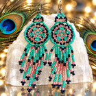 1980s Cherokee Dream Catcher Vintage Pierced Seed Bead Earrings