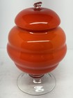 Empoli Style Compote Apothecary Jar Italian Orange Read As Is