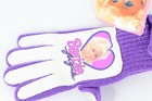 Nos Vintage 80s Barbie For Girls Spell Out Winter Finger Gloves Purple Acrylic