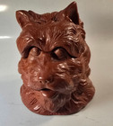 Antique Victorian Figural Dog Head Tobacco Jar Brown Glaze Terracotta Humidor