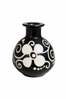 Vtg Handmade Folk Art Pottery Bud Vase Black   White Ceramic Geometric - 4 5 