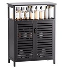  Bathroom Storage Cabinet  Freestanding Bamboo Floor Cabinet 4 Tier Tall Black