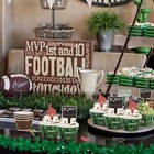 48 Pack Football Cupcake Toppers And Wrappers  Rugby Touchdown Cake Decoration F