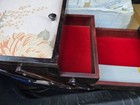 Timber Land Sewing Box Solid Wood Cherry Finish  Padded Top  4 Fold Out  Lined