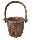 Vtg Nantucket Hand Crafted Basket With Swing Handle Vintage Round 5 1 2   