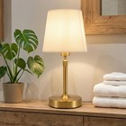 Cordless Table Lamp 5200mah Rechargeable Battery Desk Lamp Fabric Shade Gold