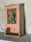 Shabby Antique Oak Medicine Cabinet Beveled Mirror Pink Cottage Chic Vtg 47-26e
