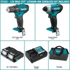 Makita Drill Impact Driver Combo Kit 12v Max Cxt Lithium Ion Cordless Bundle