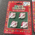  2  Rare Vintage New Old Stock Christmas Santa Claus Button Covers New