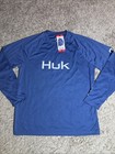 New Men s Huk Pursuit Navy Blue Long Sleeve Shirt Size Medium