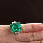 Art Deco Style 6 25ct Green Emerald Lab Created Diamond 14k White Gold Fn Ring