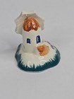 Vintage Patmos Greece Windmill Figurine Handmade Ceramic Miniature Souvenir