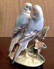 Ucagco Porcelain Pair Blue Budgie Parakeet Figurine Sculpture Made In Japan