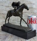 Bronze Delaware Park Horse Racing Equestrian Bronze Jockey On Race Horse Marble