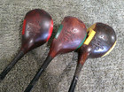 Vintage Burr Key Bilt Fancy Face Woods Golf Clubs  Driver Brassie Spoon