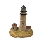 Boston Harbor Lighthouse Miniature Hand-painted Resin Coastal Home Decor Nautica