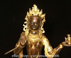 15 6   Marked Tibet Tibetan Buddhism Bronze Gilt Station Green Tara Statue
