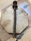 Native American 9 In  Ceremonial Deerskin Hand Drum W 11 75 In  Stick beater