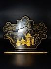                    Antique Chinese Wooden Lacquer Gilt Painted Monks Temple Card Pen Holder