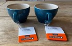 Le Creuset Stoneware Set Of 2 Bistro Mug giant Cappuccino Cup  14oz Deepteal New